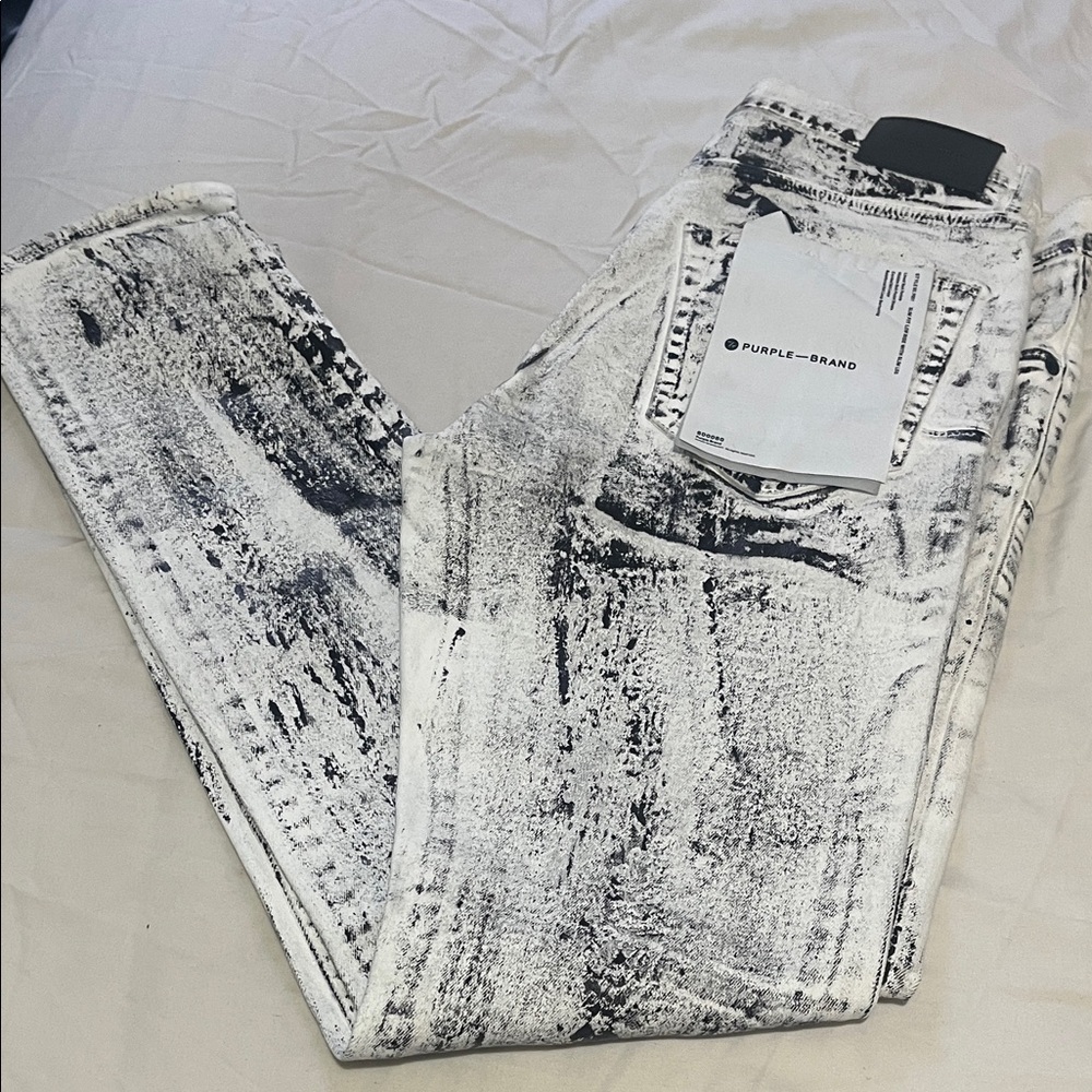 Purple Brand Distressed Black and White Slim fit jeans